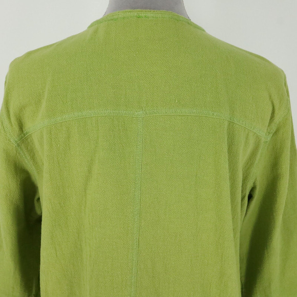 Chicos Jacket 1 Womens Medium 8 Green Full Zip Pockets Roll Tab Sleeve FLAW - Picture 10 of 16